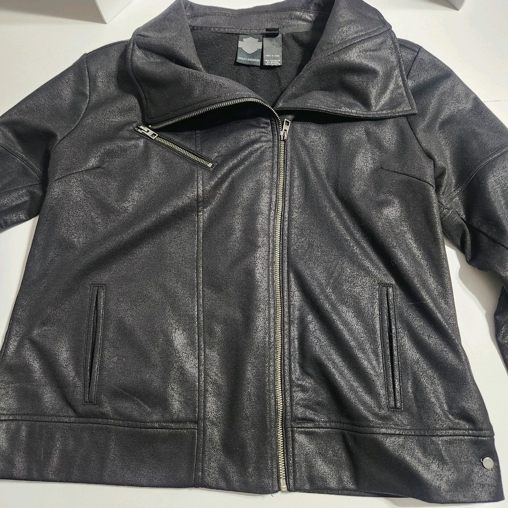 Harley-Davidson Women XXL Asymmetric Coated Ponte Moto Biker Jacket 97580-16VW